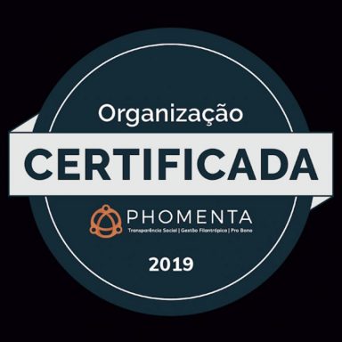 Selo que certifica a organização em 2019, concedido pela Phomenta - transparência social, gestão filantrópica, pro bono.